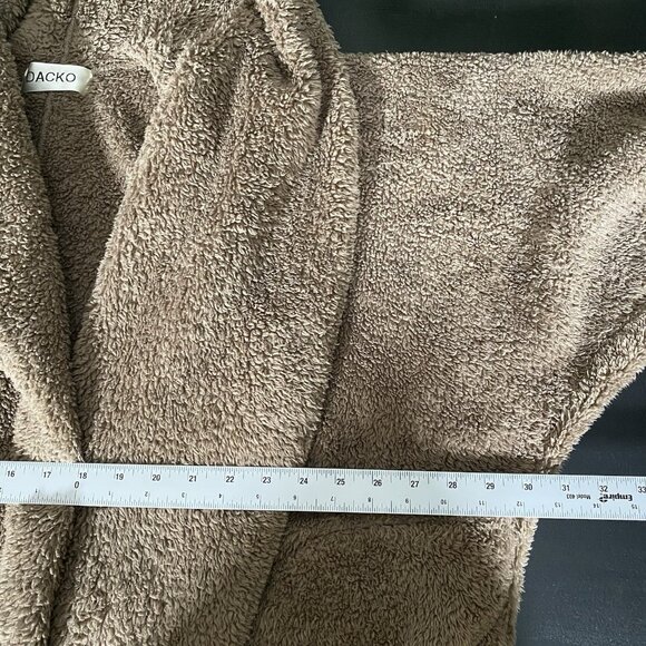 DACKO Israeli Brand Teddy Sherpa Jacket Womens O/S Brown Hooded Cozy Plush Cabin - Picture 13 of 14